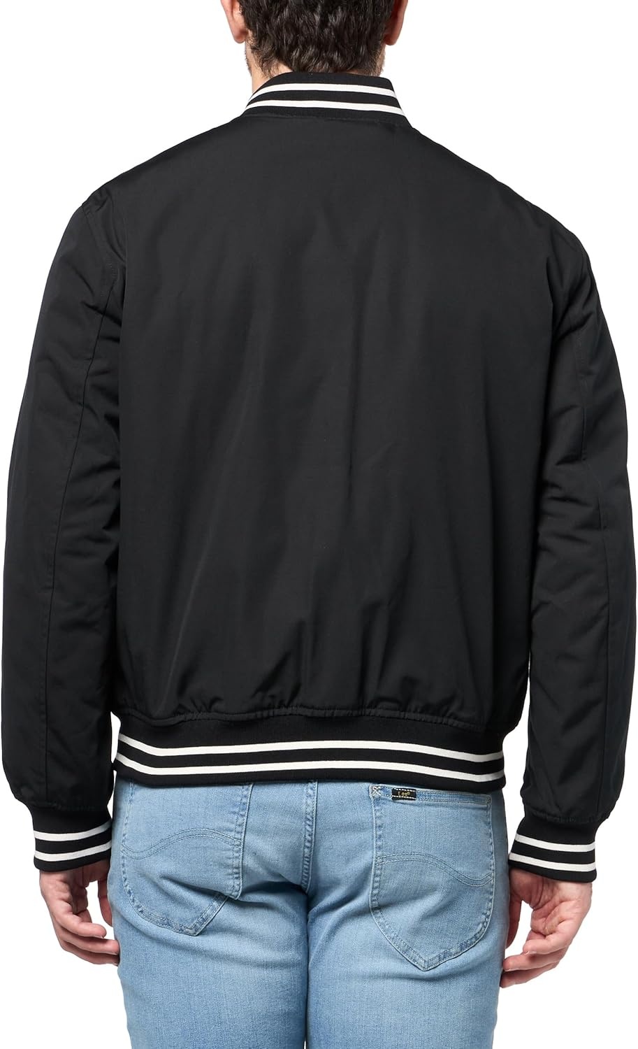 image:imageChampion Mens Logo Stripedtrim Varsity JacketBlack Matte Filled