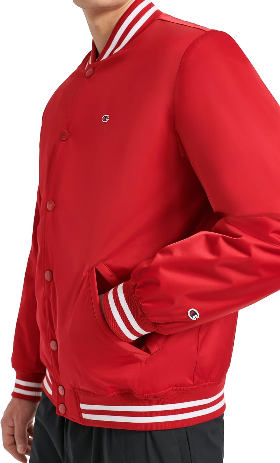 image:imageChampion Mens Logo Stripedtrim Varsity JacketChili Pepper