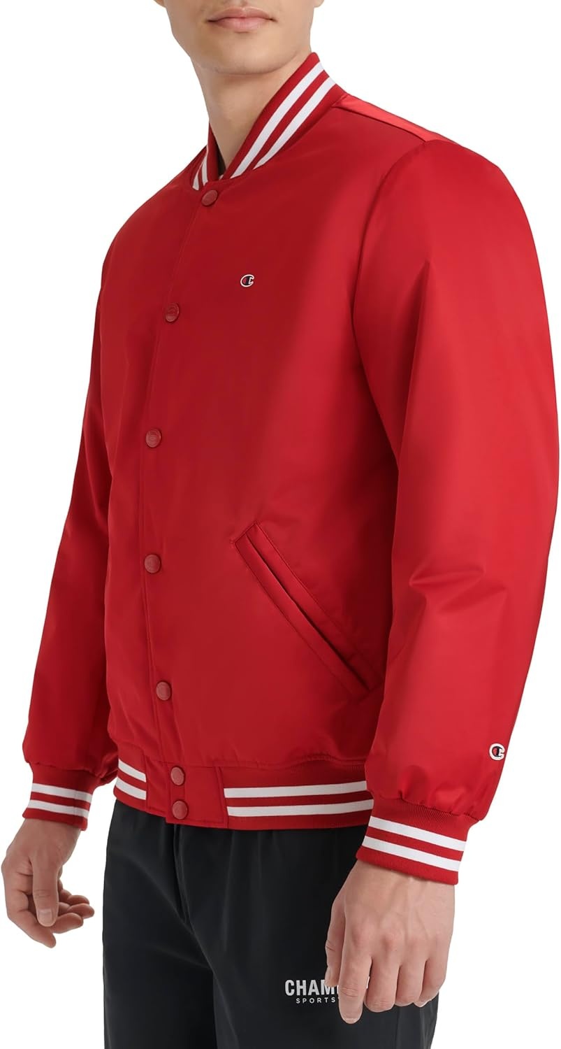 image:imageChampion Mens Logo Stripedtrim Varsity JacketChili Pepper