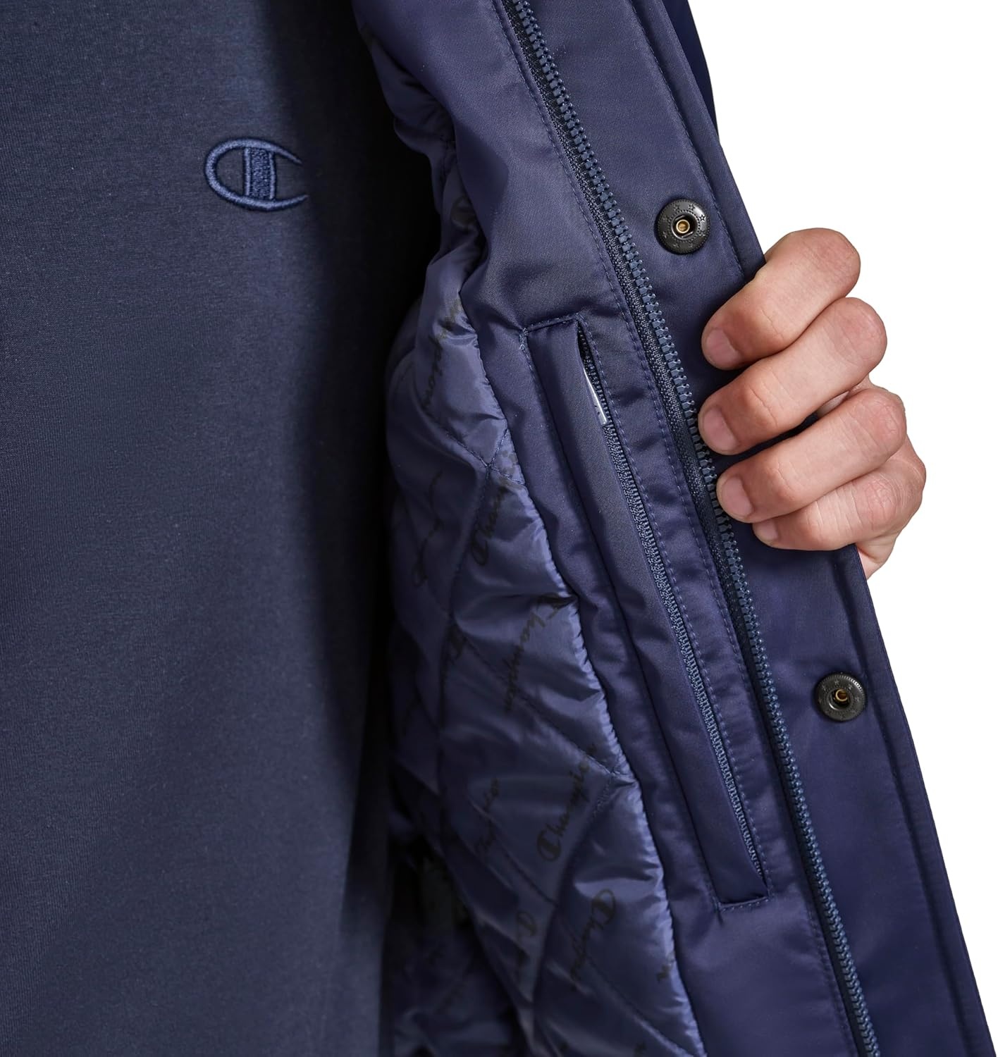 image:imageChampion Mens Logo Stripedtrim Varsity JacketPeacoat