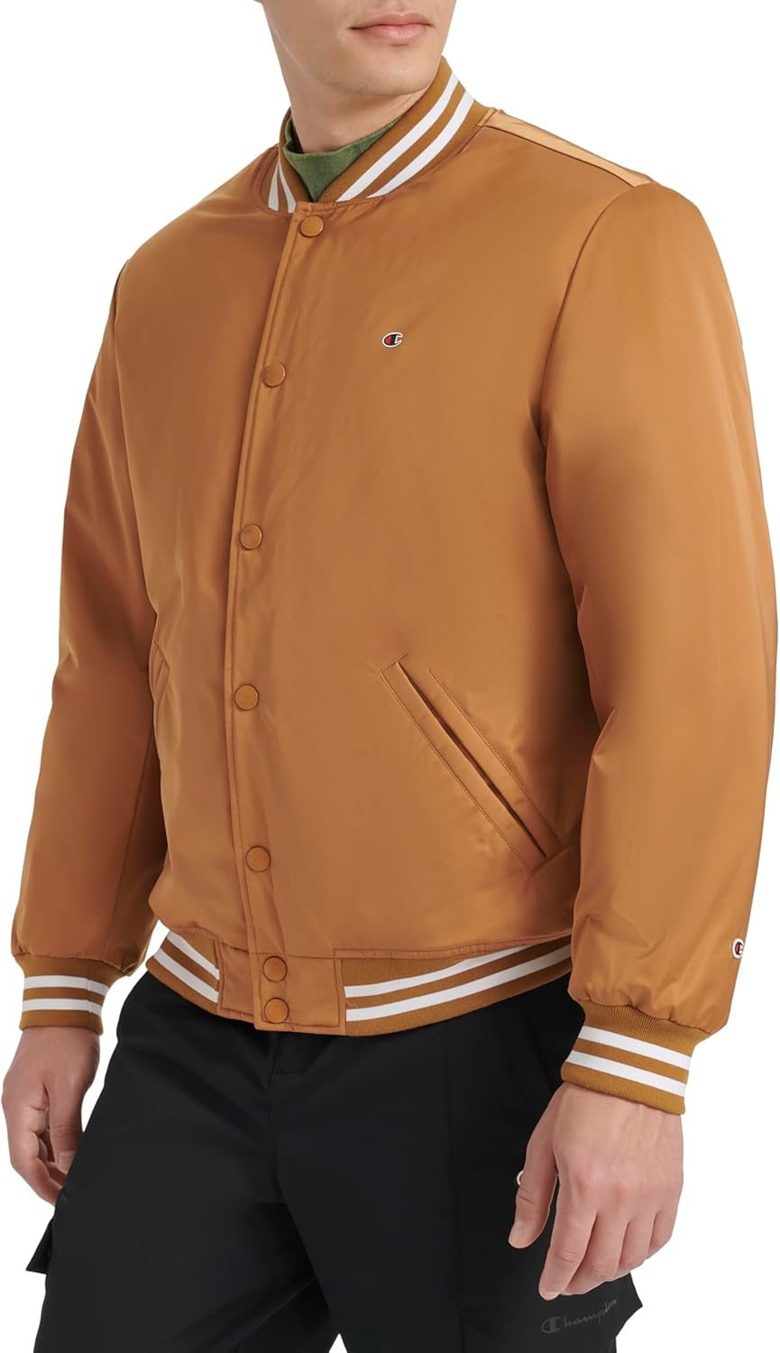image:imageChampion Mens Logo Stripedtrim Varsity JacketTobacco