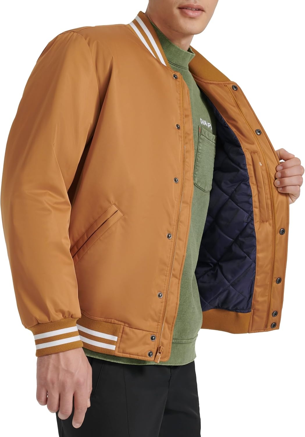 image:imageChampion Mens Logo Stripedtrim Varsity JacketTobacco