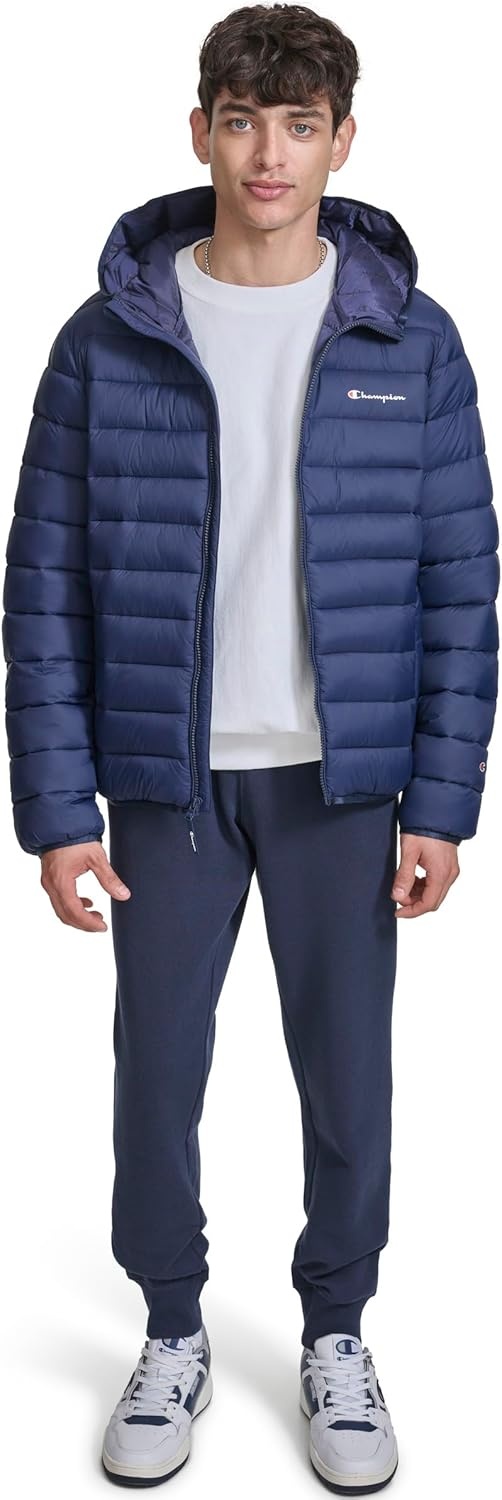 image:imageChampion Mens Performance Lightweight Puffer Jacket With HoodPeacoat