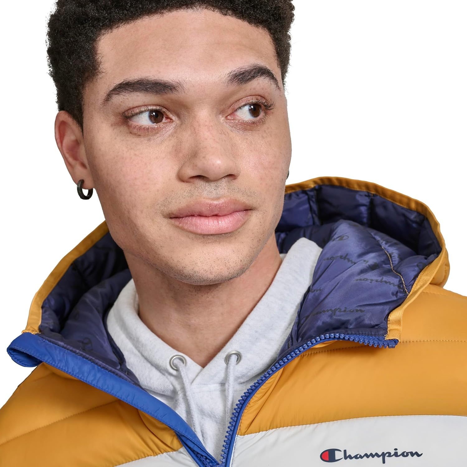 image:imageChampion Mens Performance Lightweight Puffer Jacket With HoodSunflower Combo