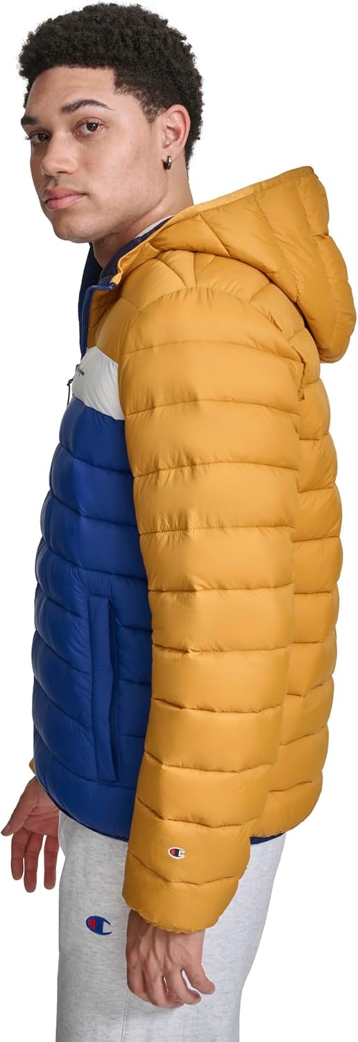 image:imageChampion Mens Performance Lightweight Puffer Jacket With HoodSunflower Combo