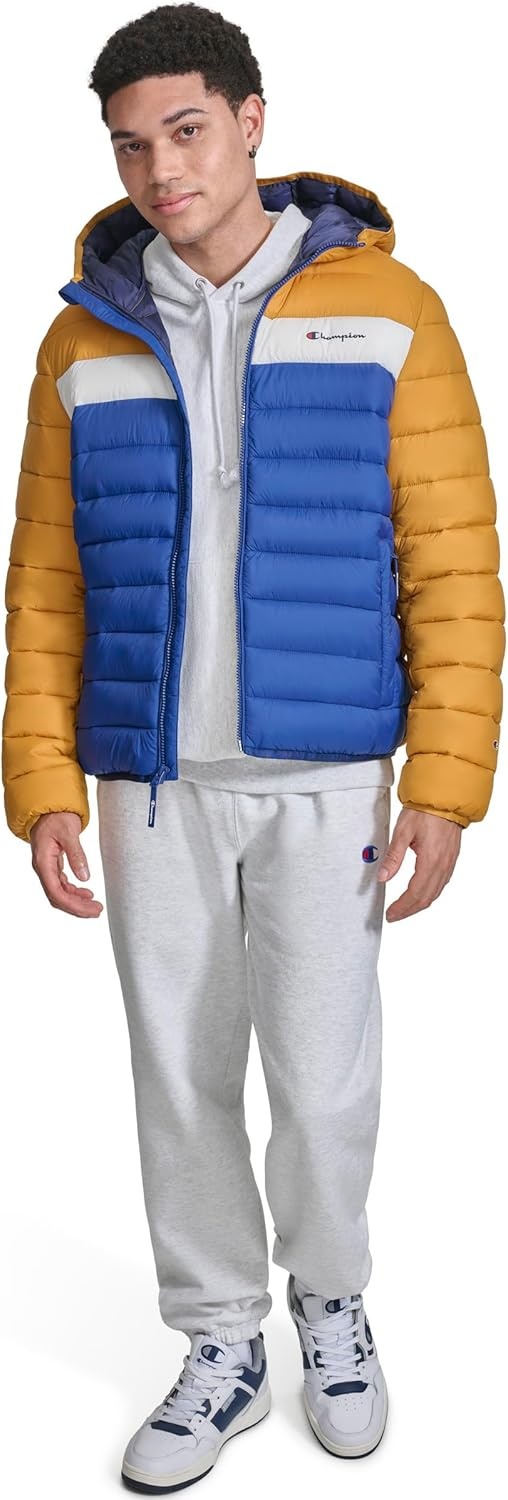 image:imageChampion Mens Performance Lightweight Puffer Jacket With HoodSunflower Combo