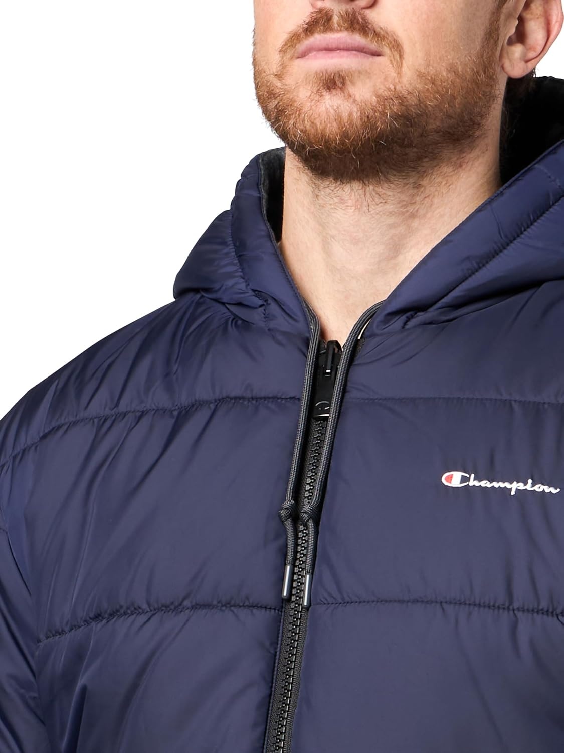 image:imageChampion Mens Reversible Puffer Jacket with Drawstring HoodNavyCharcoal