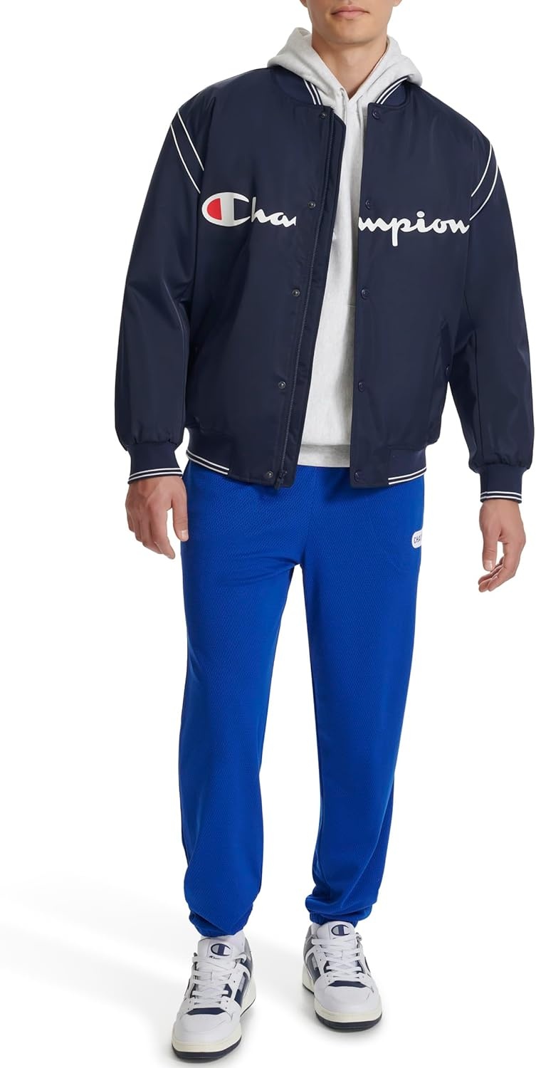 image:imageChampion Mens Satin Varsity Bomber Jacket With LogoPeacoat