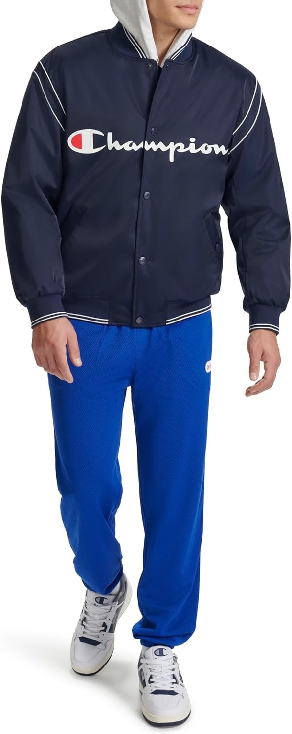 image:imageChampion Mens Satin Varsity Bomber Jacket With LogoPeacoat