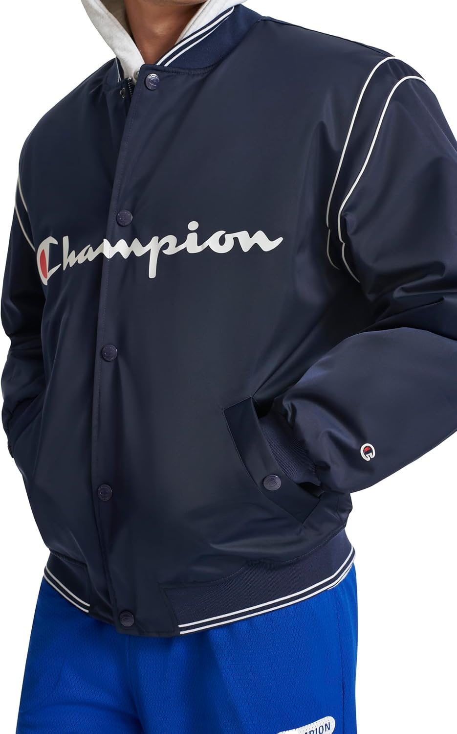 image:imageChampion Mens Satin Varsity Bomber Jacket With LogoPeacoat