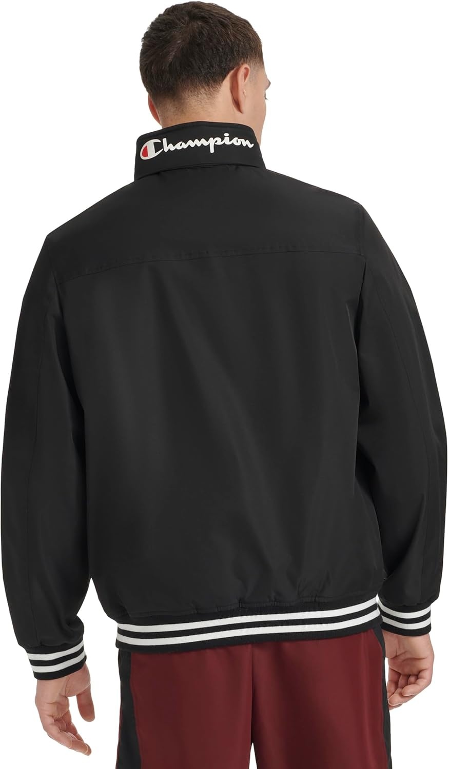 image:imageChampion Mens Water Resistant Varsity Bomber Jacket With Flex Stand CollarBlack