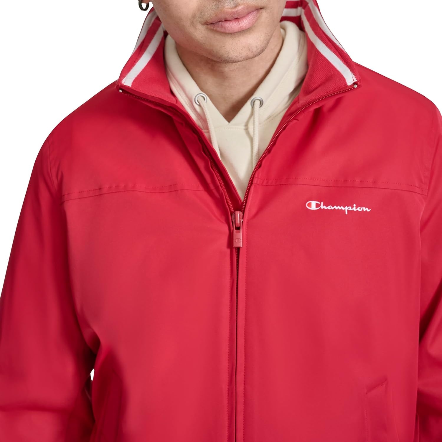 image:imageChampion Mens Water Resistant Varsity Bomber Jacket With Flex Stand CollarChili Pepper