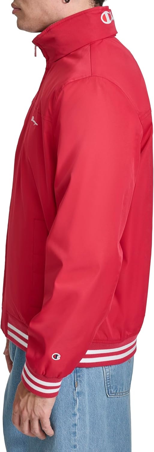 image:imageChampion Mens Water Resistant Varsity Bomber Jacket With Flex Stand CollarChili Pepper