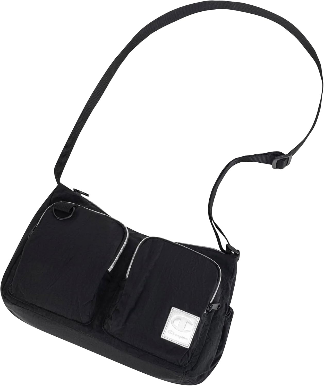 image:imageChampion Quartz Small Messenger Bag in Crinkle Nylon with Adjustable Strap Water Bottle Pocket for Work Travel CommuteBlack