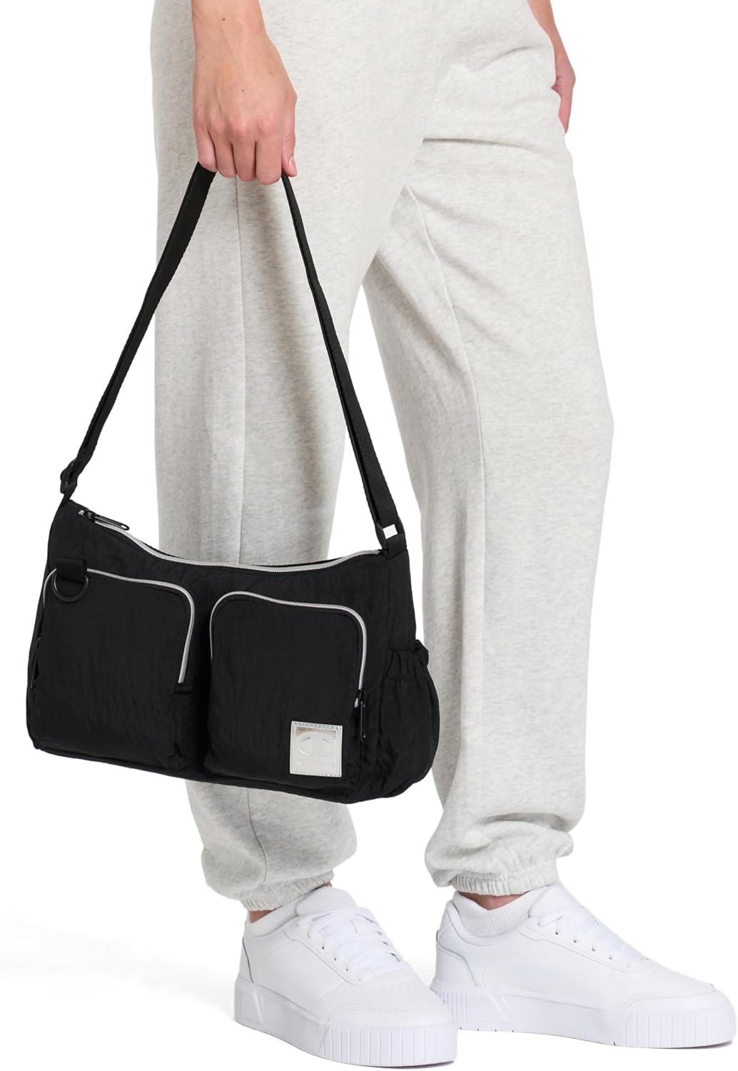 image:imageChampion Quartz Small Messenger Bag in Crinkle Nylon with Adjustable Strap Water Bottle Pocket for Work Travel CommuteBlue Ink