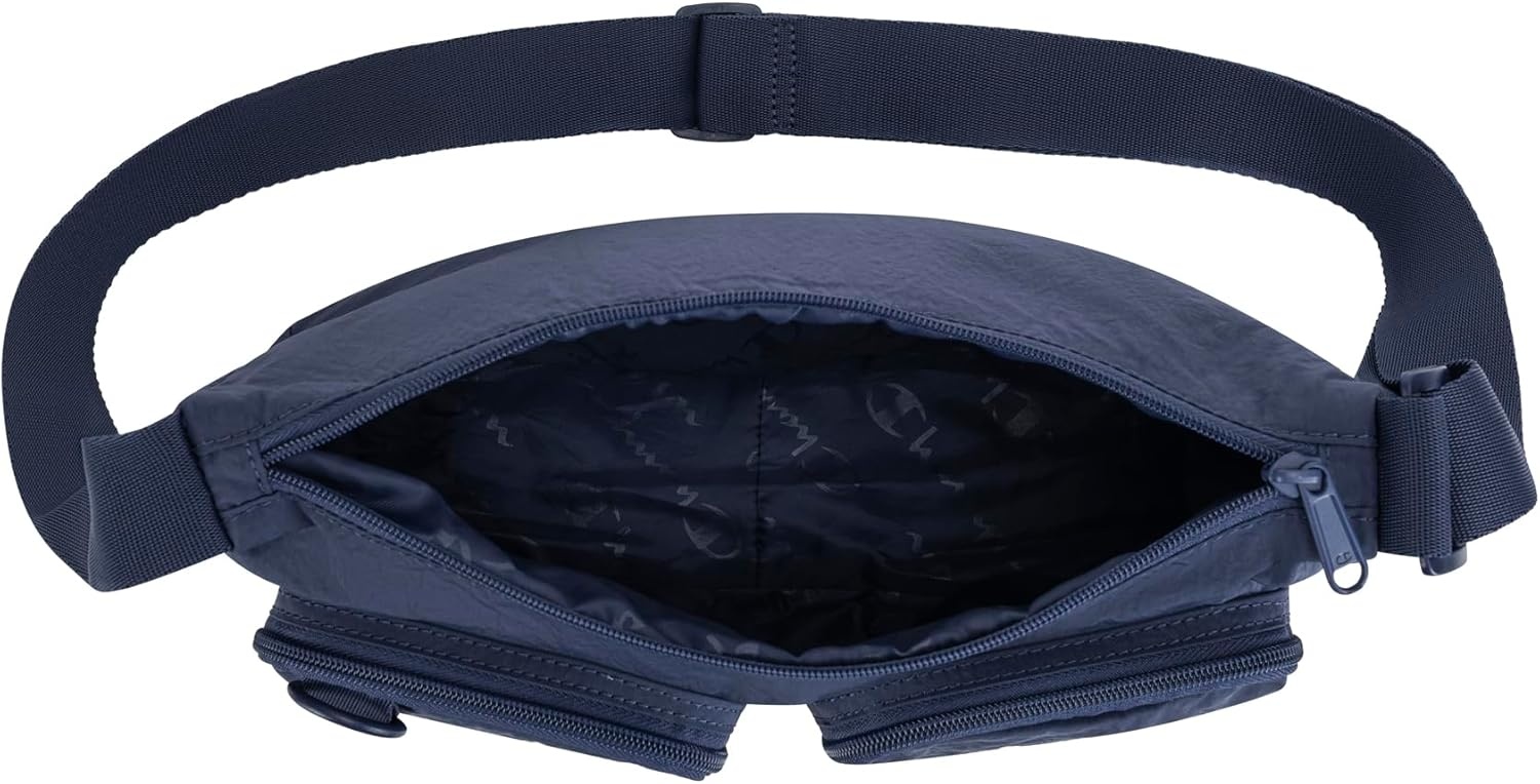 image:imageChampion Quartz Small Messenger Bag in Crinkle Nylon with Adjustable Strap Water Bottle Pocket for Work Travel CommuteBlue Ink