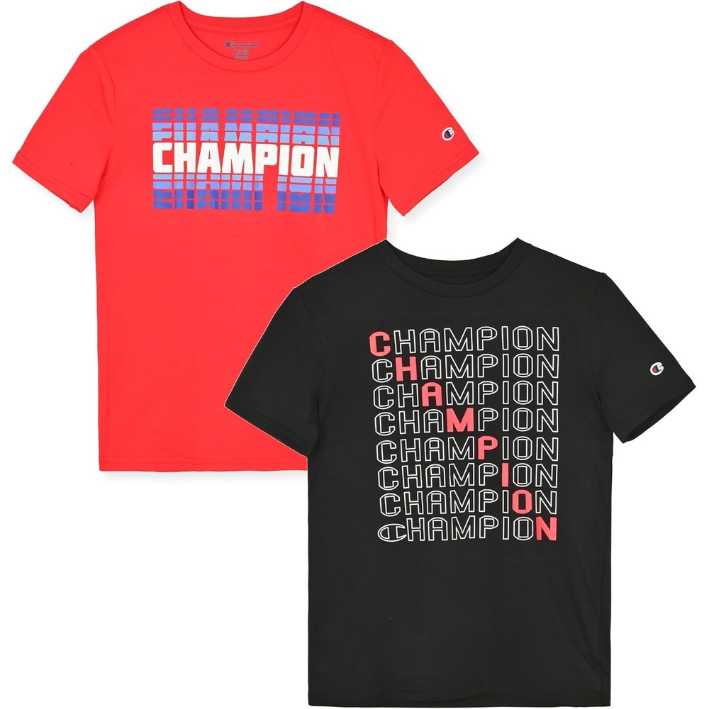 image:imageChampion Boys 2 Pack Short Sleeve Tee Shirt for KidsBlackred