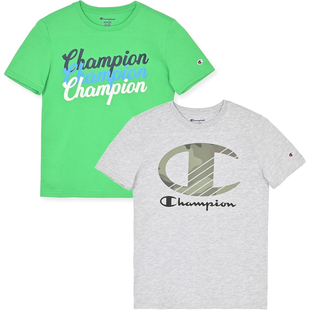 image:imageChampion Boys 2 Pack Short Sleeve Tee Shirt for KidsGreengrey Heather