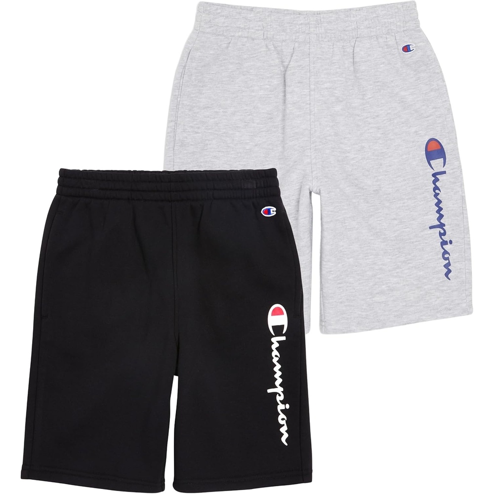 image:imageChampion Boys 2 Pack Signature Fleece Shorts for KidsGrey Heatherblack