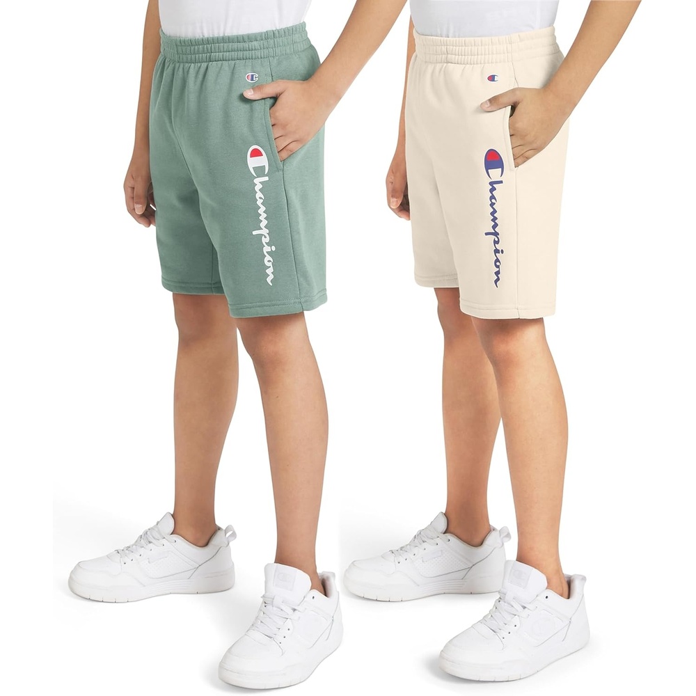 image:imageChampion Boys 2 Pack Signature Fleece Shorts for KidsKhakigreen