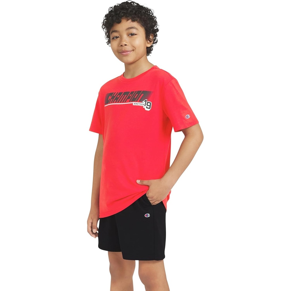 imageChampion Boys 2 Piece Short Sleeve Shirt and Mesh Shorts SetsBlack