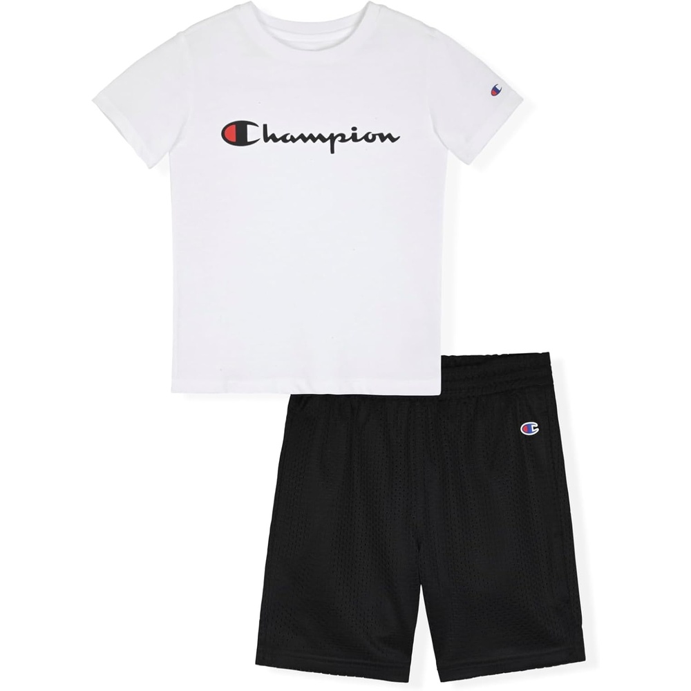 imageChampion Boys 2 Piece Short Sleeve Shirt and Mesh Shorts SetsSignature Bright White