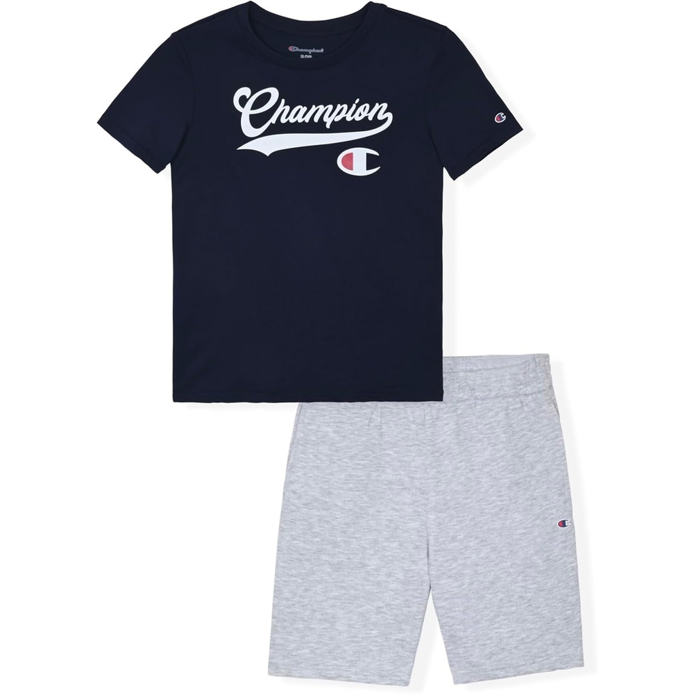 imageChampion Boys 2 Piece Short Sleeve Shirt and Mesh Shorts SetsSignature Dark Navy