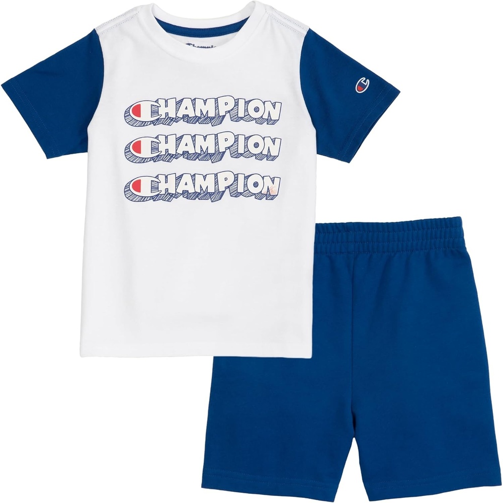 imageChampion Boys 2 Piece Short Sleeve Shirt and Mesh Shorts SetsSurf Blue