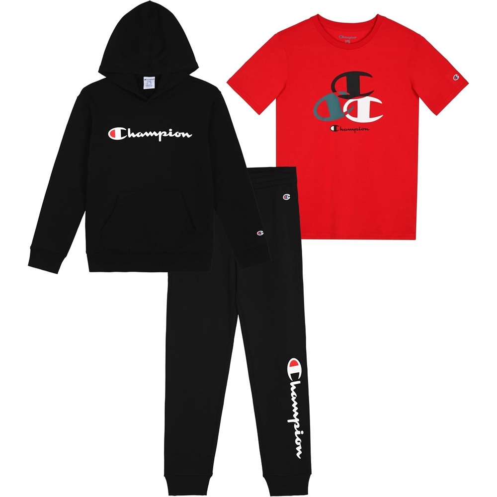 imageChampion Boys 3 Piece Boys Jogger SetBlackred