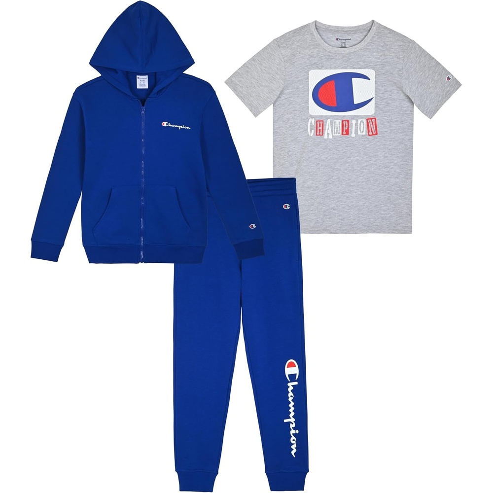 imageChampion Boys 3 Piece Boys Jogger SetBluegrey Heather Zip