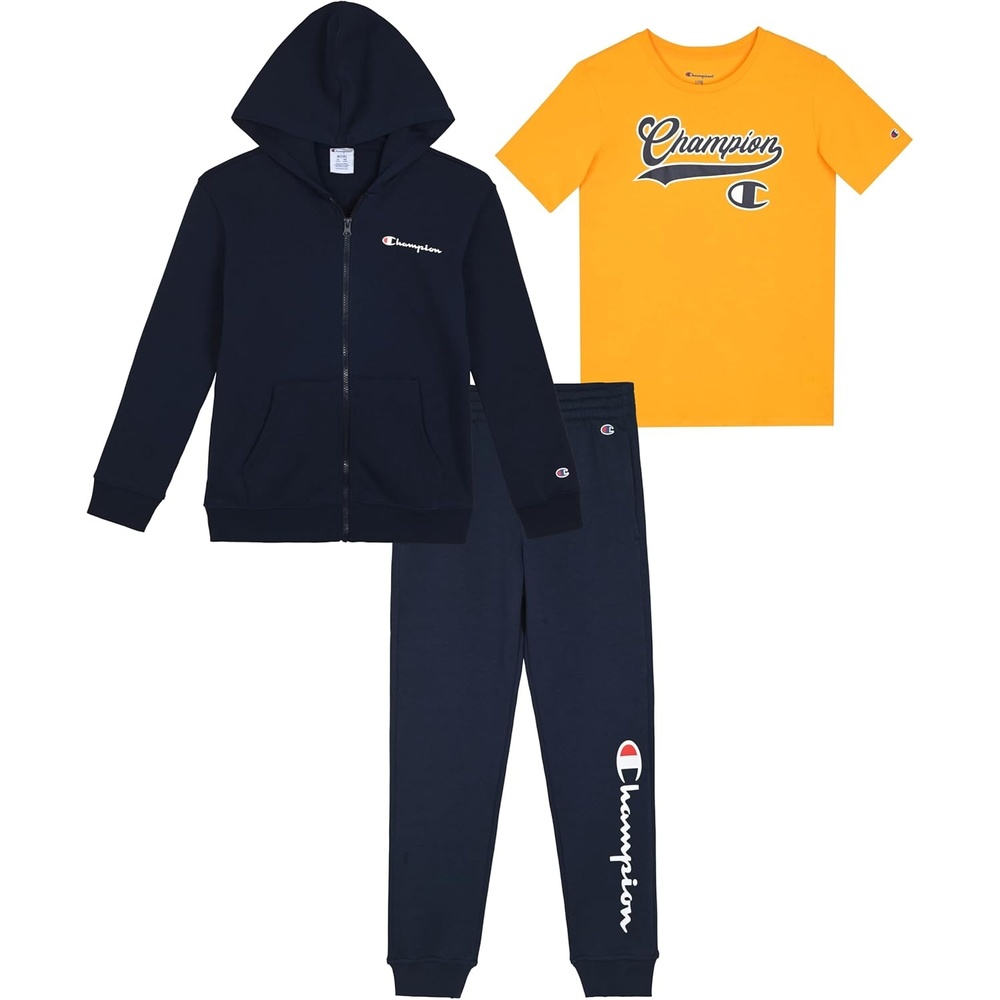 imageChampion Boys 3 Piece Boys Jogger SetNavy Yellowzip