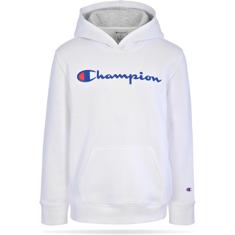 imageChampion Boys Boys Hoodie for Kids Sweatshirt Fleece Youth Pullover With HoodSignature Bright White