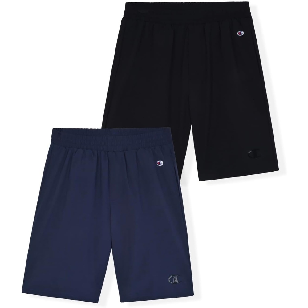image:imageChampion Boys Shorts for Kids Athletic 2 Pack Lightweight Hybrid ShortBlackdark Navy