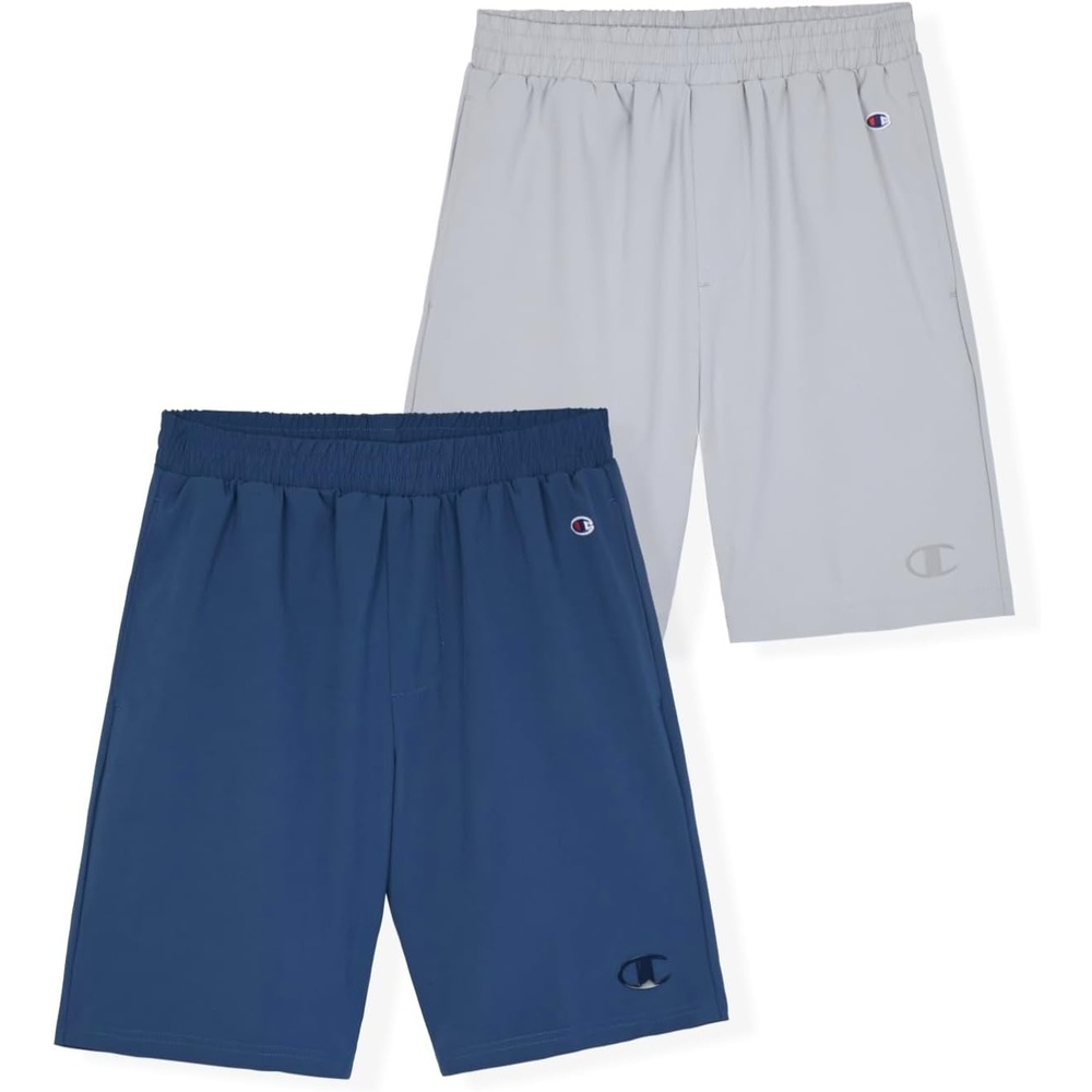 image:imageChampion Boys Shorts for Kids Athletic 2 Pack Lightweight Hybrid ShortBluelight Gray