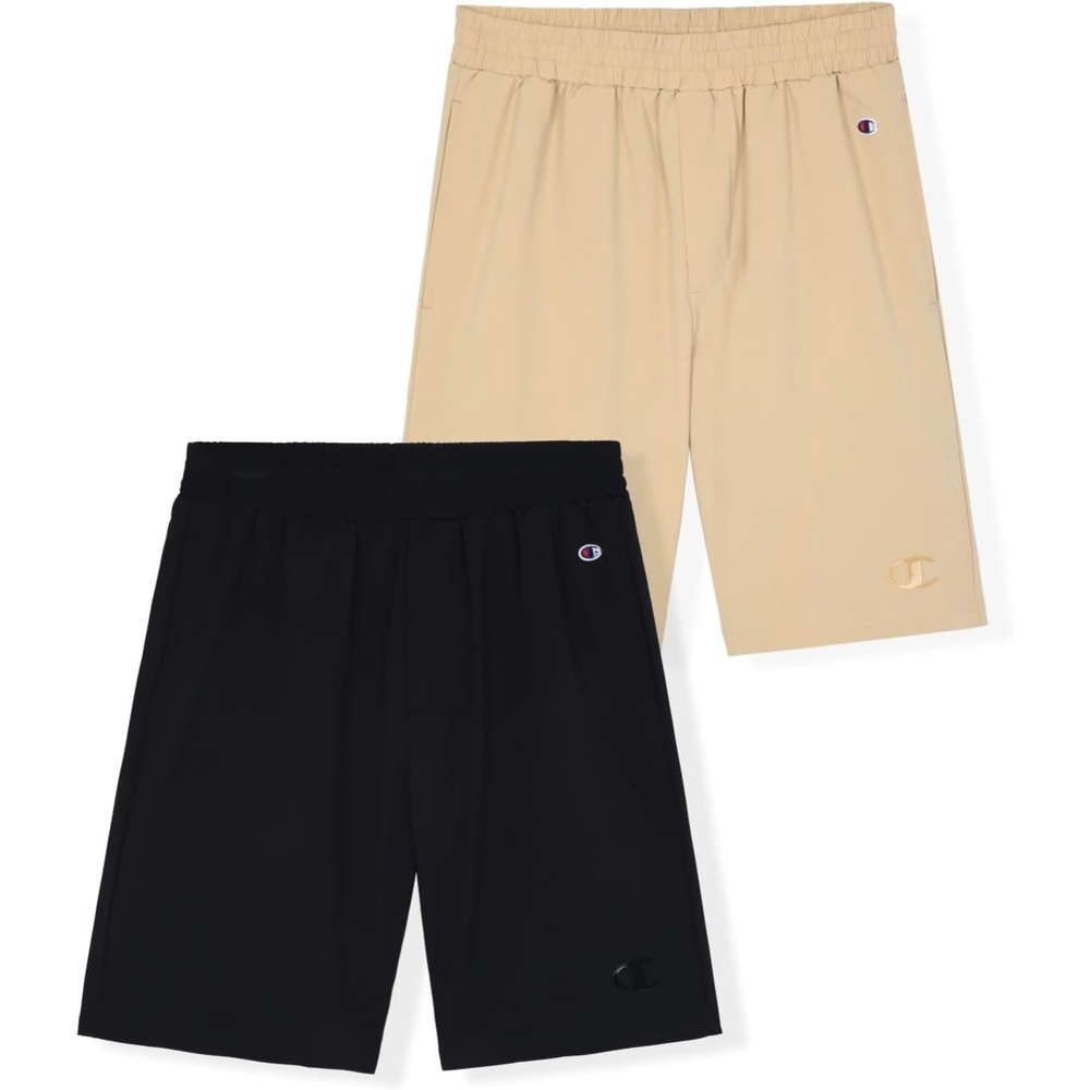image:imageChampion Boys Shorts for Kids Athletic 2 Pack Lightweight Hybrid ShortKhakiblack