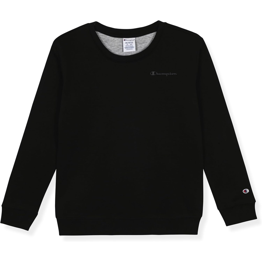 imageChampion Boys Sweatshirt for Kids Pullover Fleece Crewneck SweaterBlack Logo