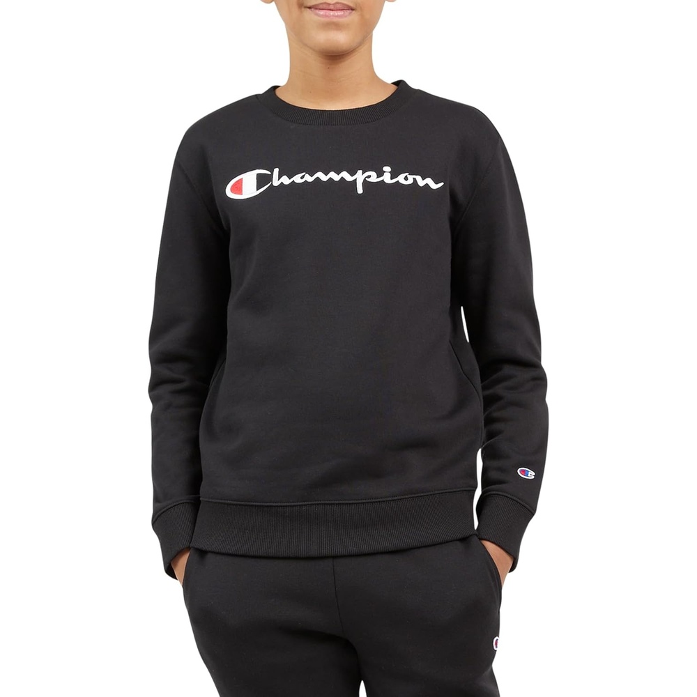 imageChampion Boys Sweatshirt for Kids Pullover Fleece Crewneck SweaterSignature Black