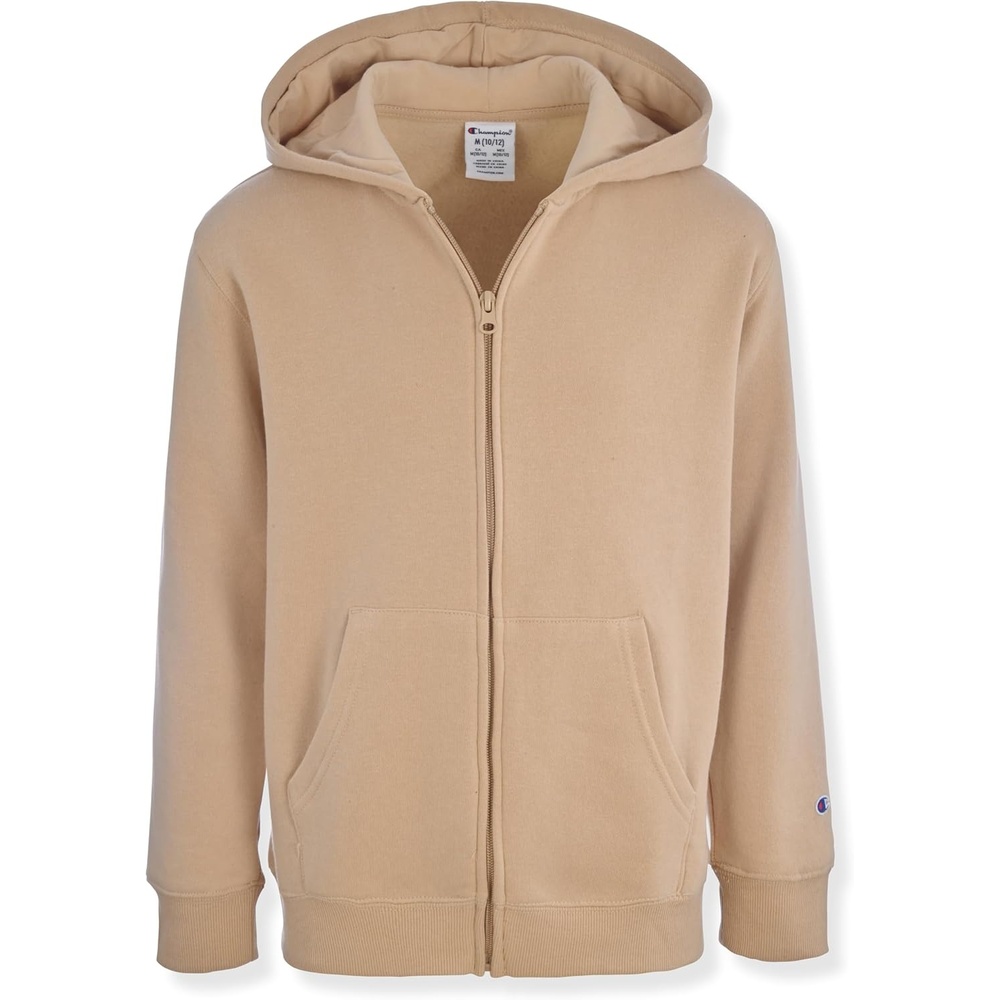 imageChampion Boys Zip Front Fleece Hoodie Sweatshirt for KidsKhaki