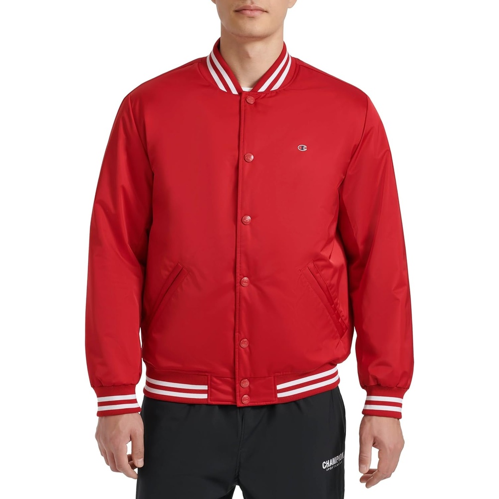 image:imageChampion Mens Logo Stripedtrim Varsity JacketChili Pepper
