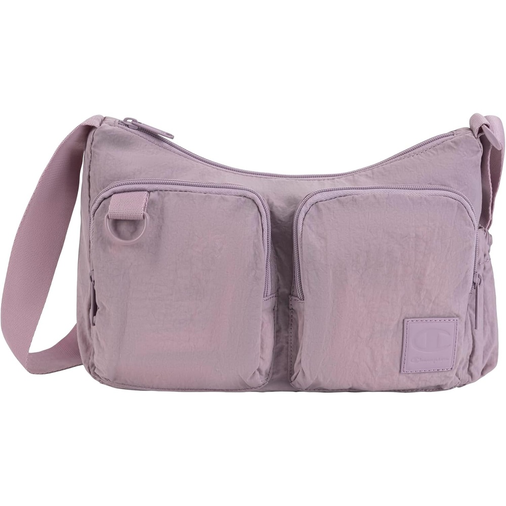 image:imageChampion Quartz Small Messenger Bag in Crinkle Nylon with Adjustable Strap Water Bottle Pocket for Work Travel CommuteSnap Back Purple