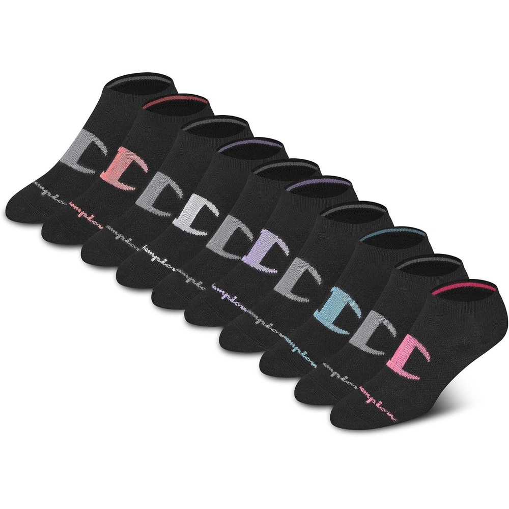 image:imageChampion Womens Lightweight Low Cut Socks  10pack Moisturewicking Athletic Socks Breathable Fit Size 59Black Logo