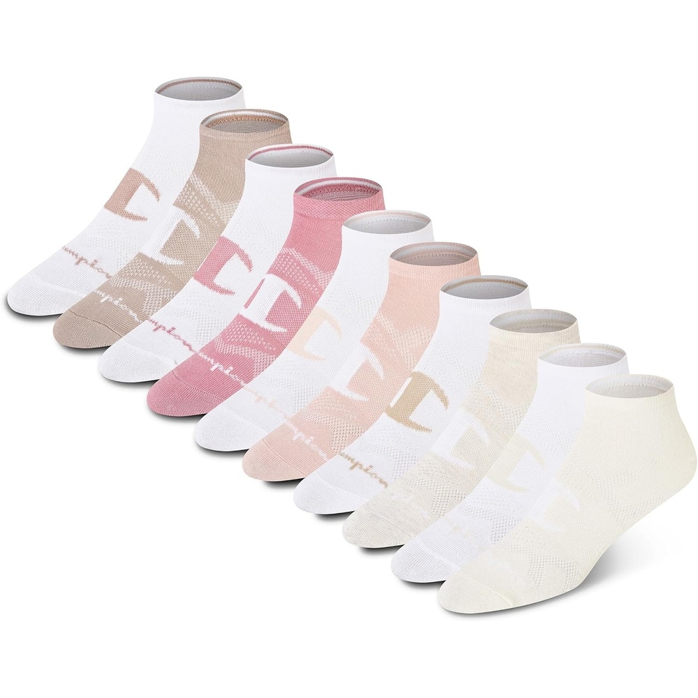 image:imageChampion Womens Lightweight Low Cut Socks  10pack Moisturewicking Athletic Socks Breathable Fit Size 59Neutral Assorted Logo