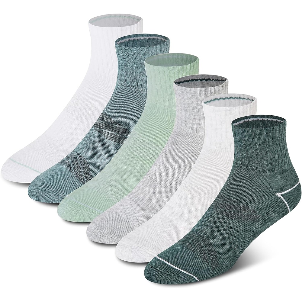 image:imageChampion Womens Quarter Socks 6pack Cushioned Athletic Socks With Moisturewicking Arch Support Size 59Green Assorted