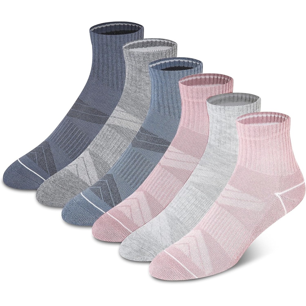 image:imageChampion Womens Quarter Socks 6pack Cushioned Athletic Socks With Moisturewicking Arch Support Size 59Pink Multi