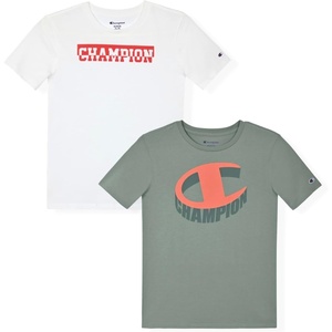 Champion Boys 2 Pack Short Sleeve Tee Shirt for Kids(Lily Pad)