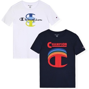 Champion Boys 2 Pack Short Sleeve Tee Shirt for Kids(Navy-white)