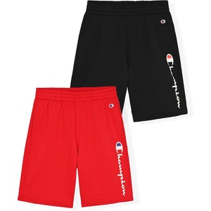 Champion Boys 2 Pack Signature Fleece Shorts for Kids(Black-red)