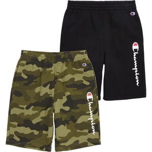 Champion Boys 2 Pack Signature Fleece Shorts for Kids(Green Camoflauge-black)