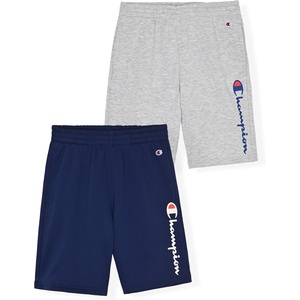 Champion Boys 2 Pack Signature Fleece Shorts for Kids(Navy Blue-grey Heather)