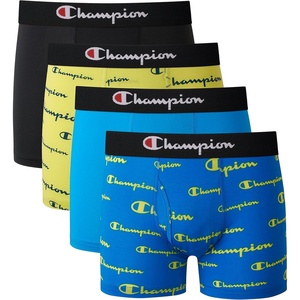 Champion Boys’ Everyday Active Lightweight Stretch Boxer Briefs – 4 Pack (S–xl)(Black/Blue/Scripts)